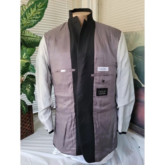 CALVIN KLEIN 40S MENS SPORT COAT BLACK W STRIPE WOOL BLEND TWO-BUTTON/VENTS B525 - Picture 5 of 10